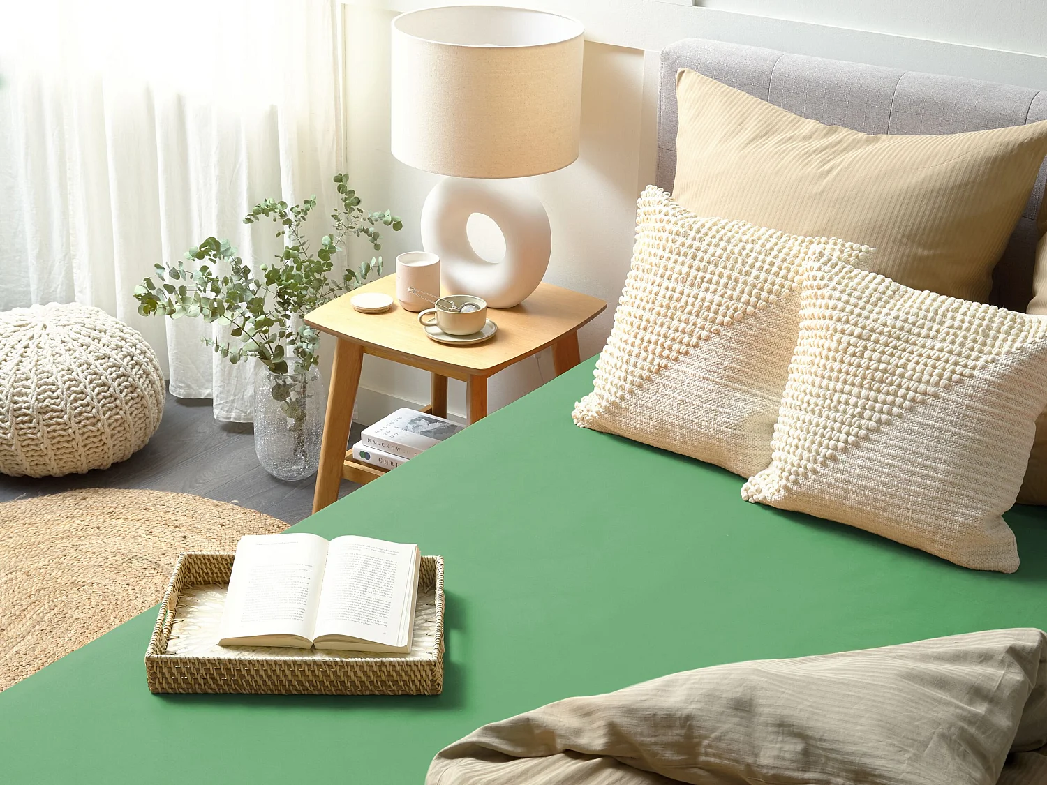 Coprimaterasso elasticizzato JANBU Cotone 180 x 200 cm Verde
