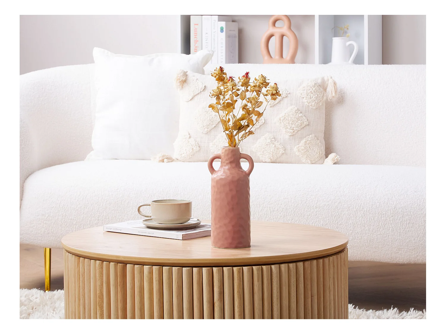 Dekorative Blumenvase Keramik Wohnzubehör 24 cm Rosa Drama