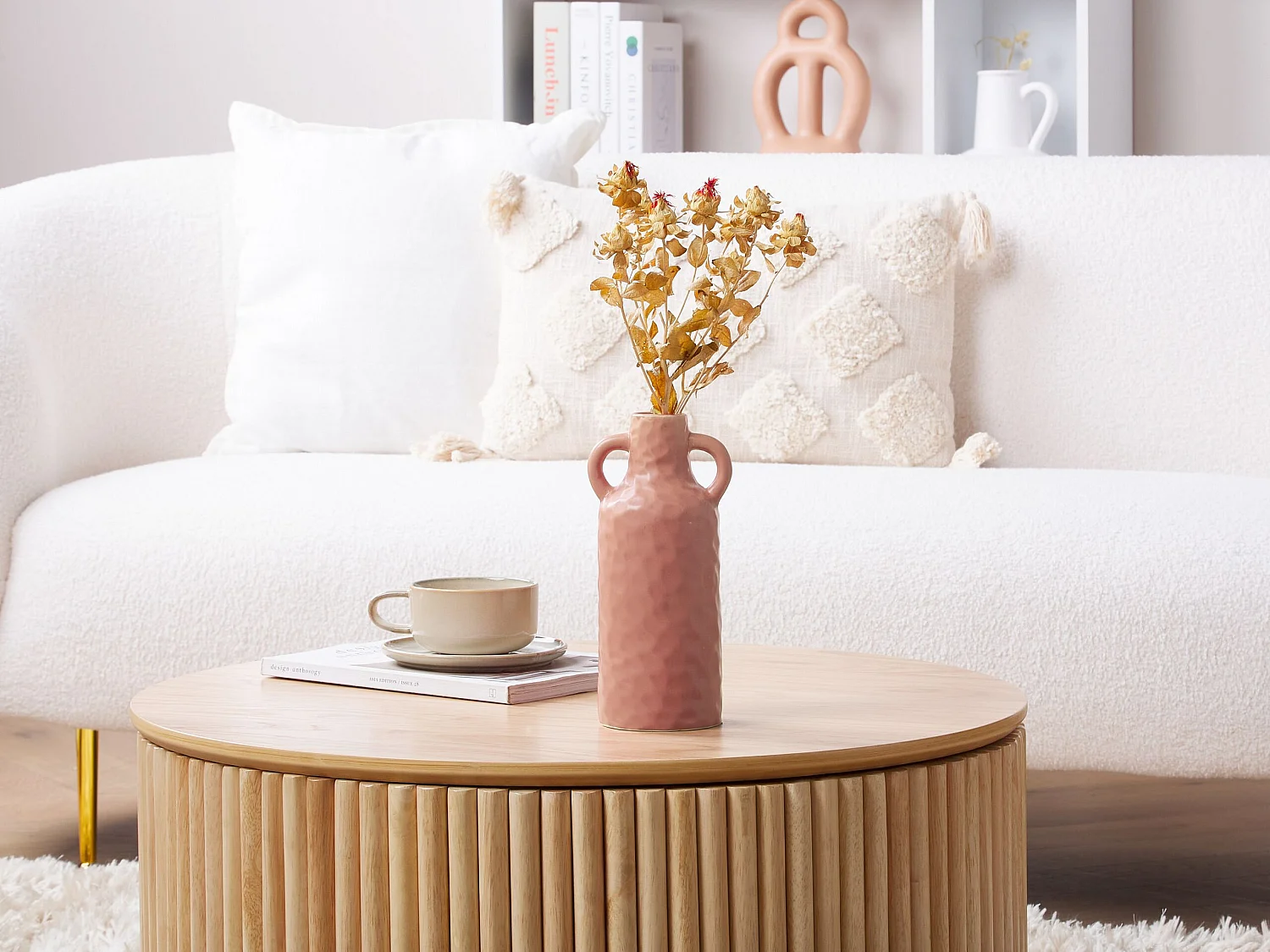 Vase à fleurs DRAMA Céramique 24 cm Rose pastel