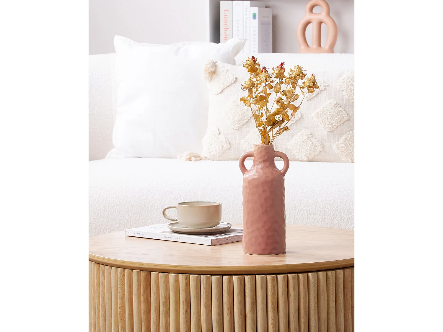 Vase à fleurs DRAMA Céramique 24 cm Rose pastel