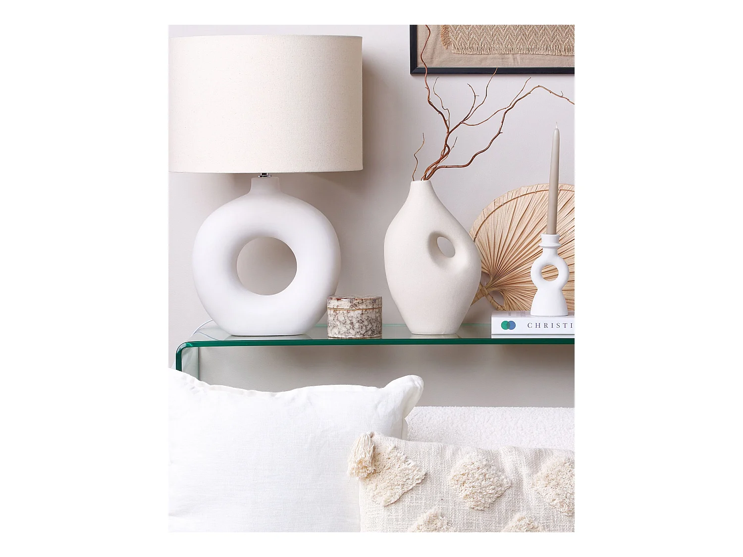 Dekorative Blumenvase Keramik Wohnzubehör 32 cm weiß Komotini