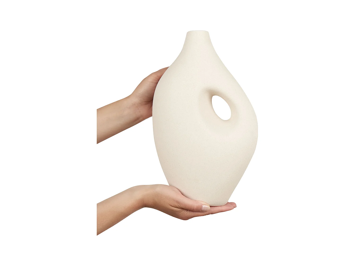 Dekorative Blumenvase Keramik Wohnzubehör 32 cm weiß Komotini