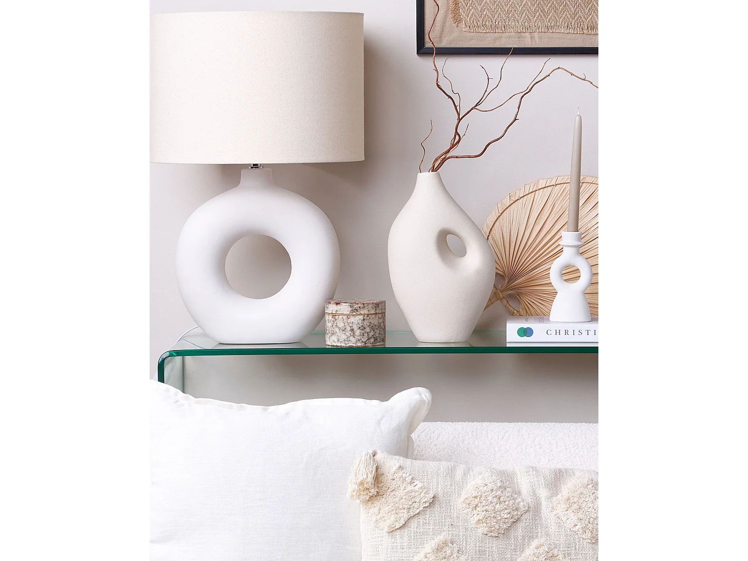 Vase à fleurs KOMOTINI Céramique 32 cm Blanc cassé