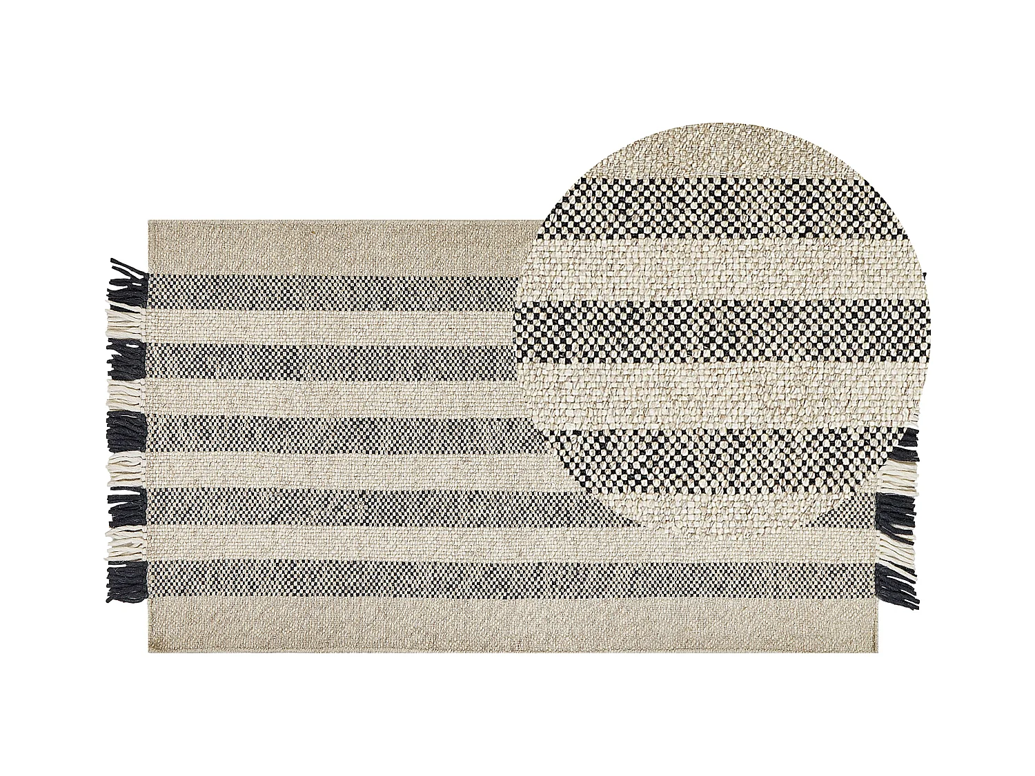 Alfombra de lana blanco crema/negro 80 x 150 cm TACETTIN