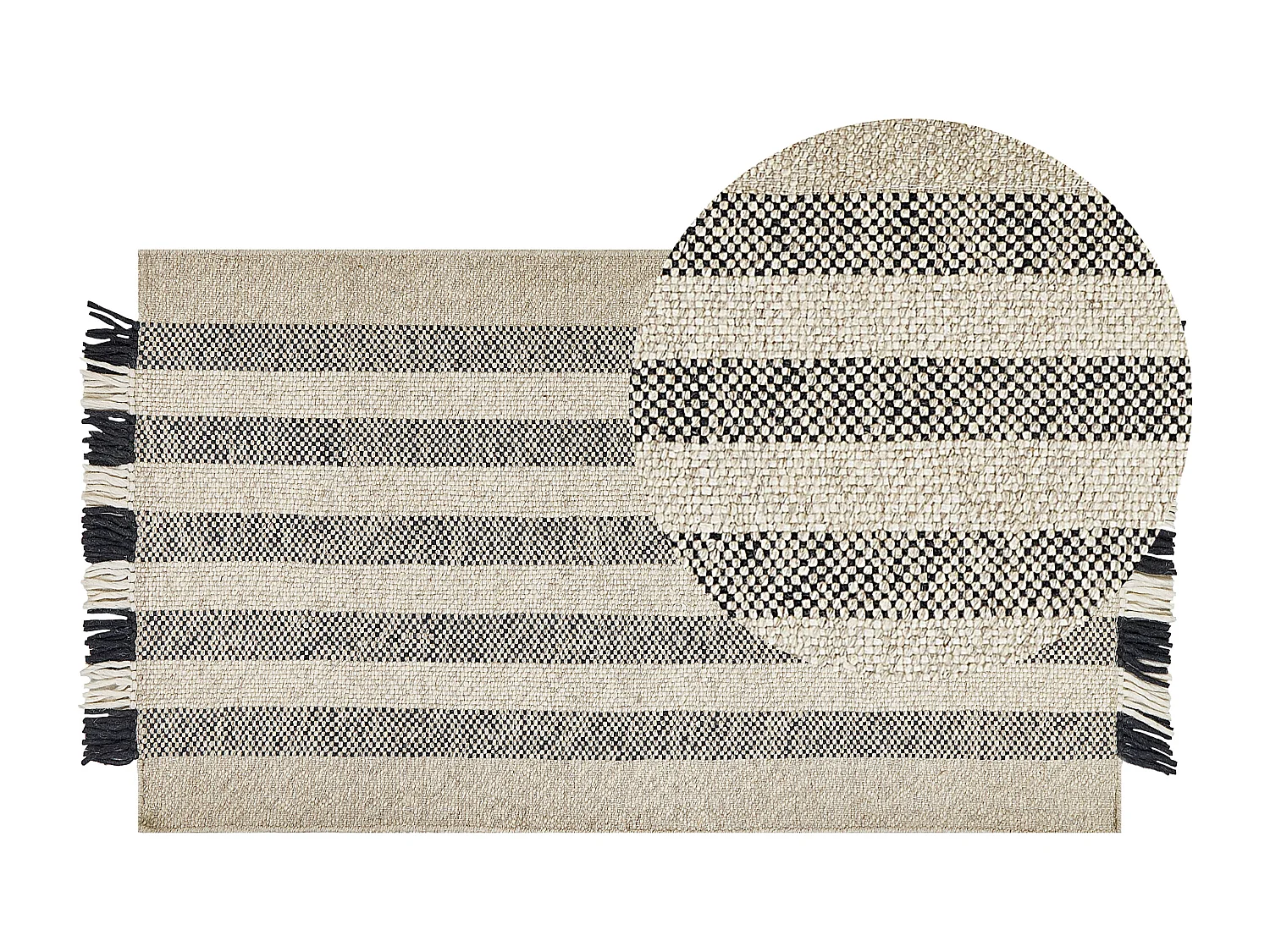 Vloerkleed wol off-white/zwart 80 x 150 cm TACETTIN