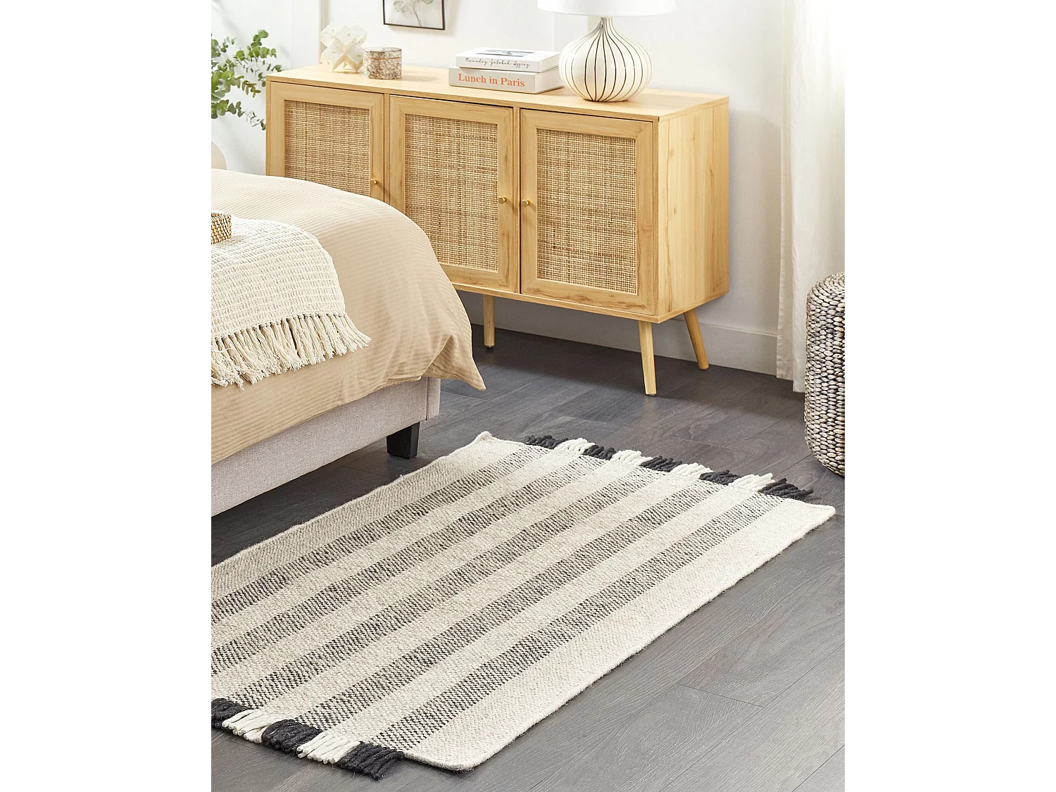 Vloerkleed wol off-white/zwart 80 x 150 cm TACETTIN