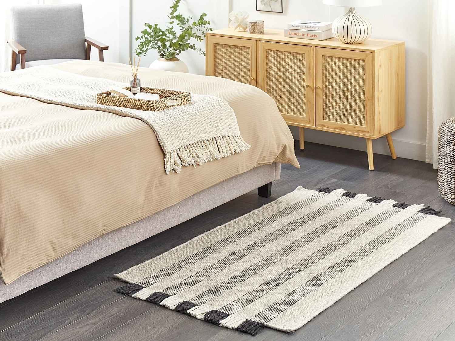 Vloerkleed wol off-white/zwart 80 x 150 cm TACETTIN