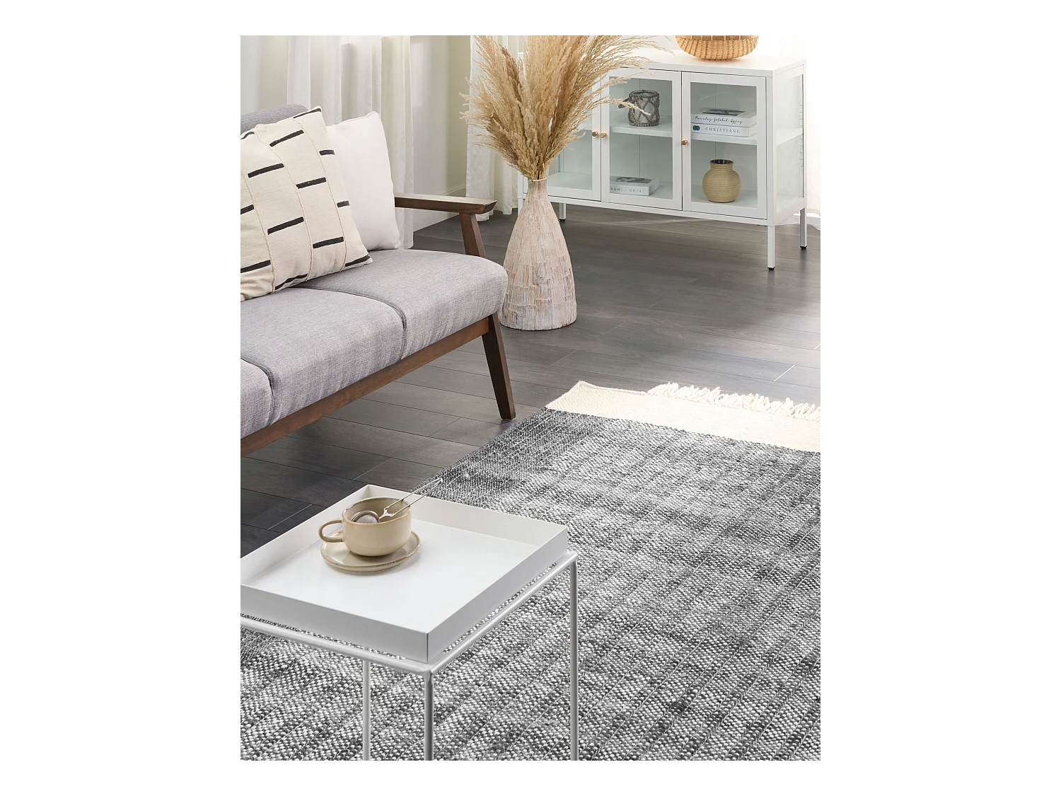 Vloerkleed wol off-white/zwart 160 x 230 cm ATLANTI