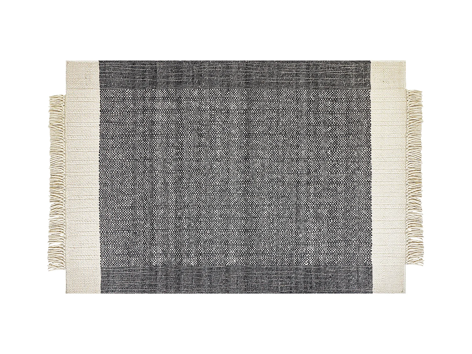 Teppich Wolle / Baumwolle schwarz 160 x 230 cm Streifen Fransen weiß Atlanti