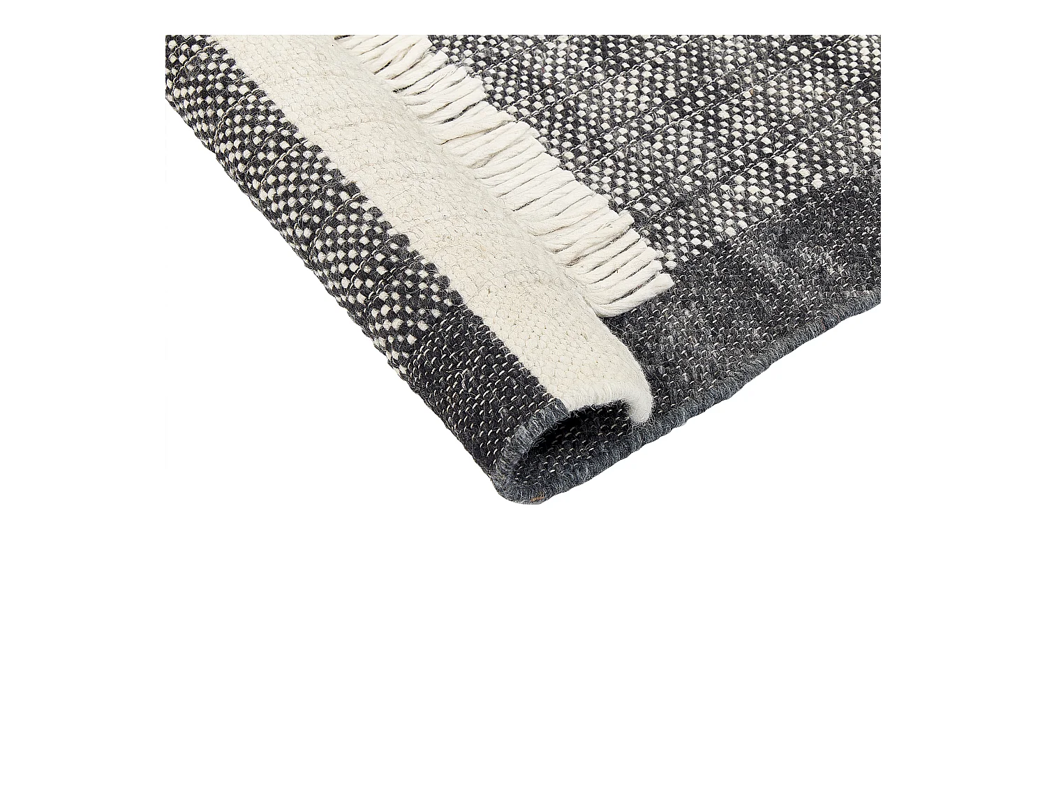 Teppich Wolle / Baumwolle schwarz 160 x 230 cm Streifen Fransen weiß Atlanti