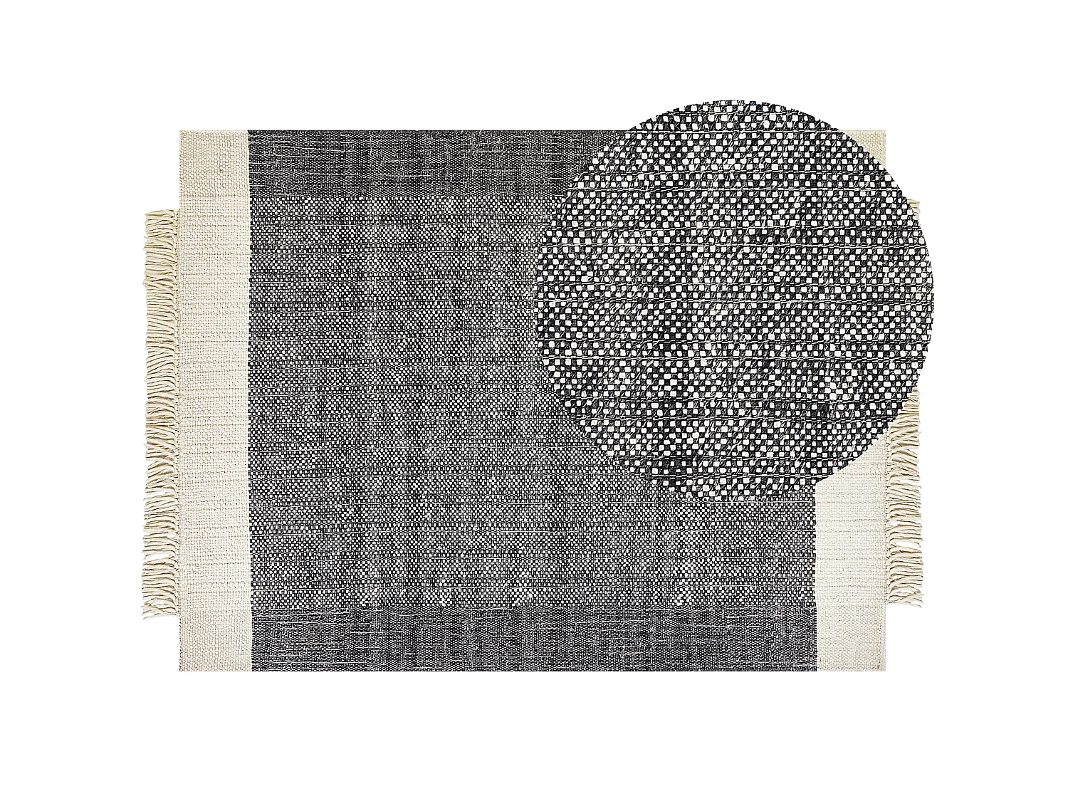 Tapis en laine blanc cassé et noir 160 x 230 cm ATLANTI