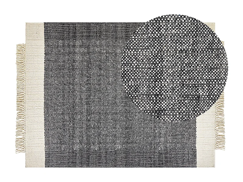 Tappeto lana nero e bianco sporco 160 x 230 cm ATLANTI