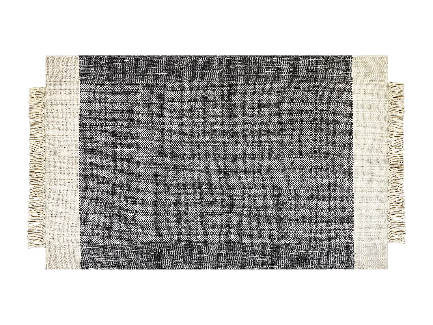 Teppich Wolle / Baumwolle schwarz 140 x 200 cm Streifen Fransen weiß Atlanti