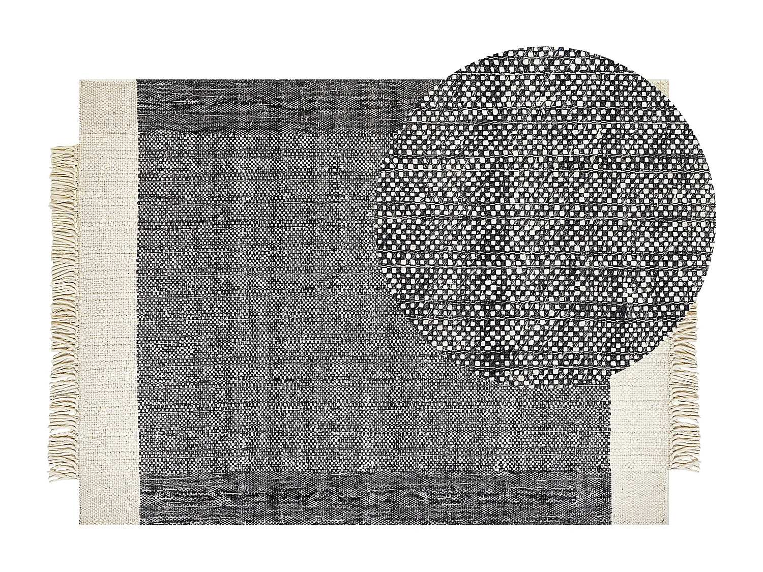 Tappeto lana nero e bianco sporco 140 x 200 cm ATLANTI