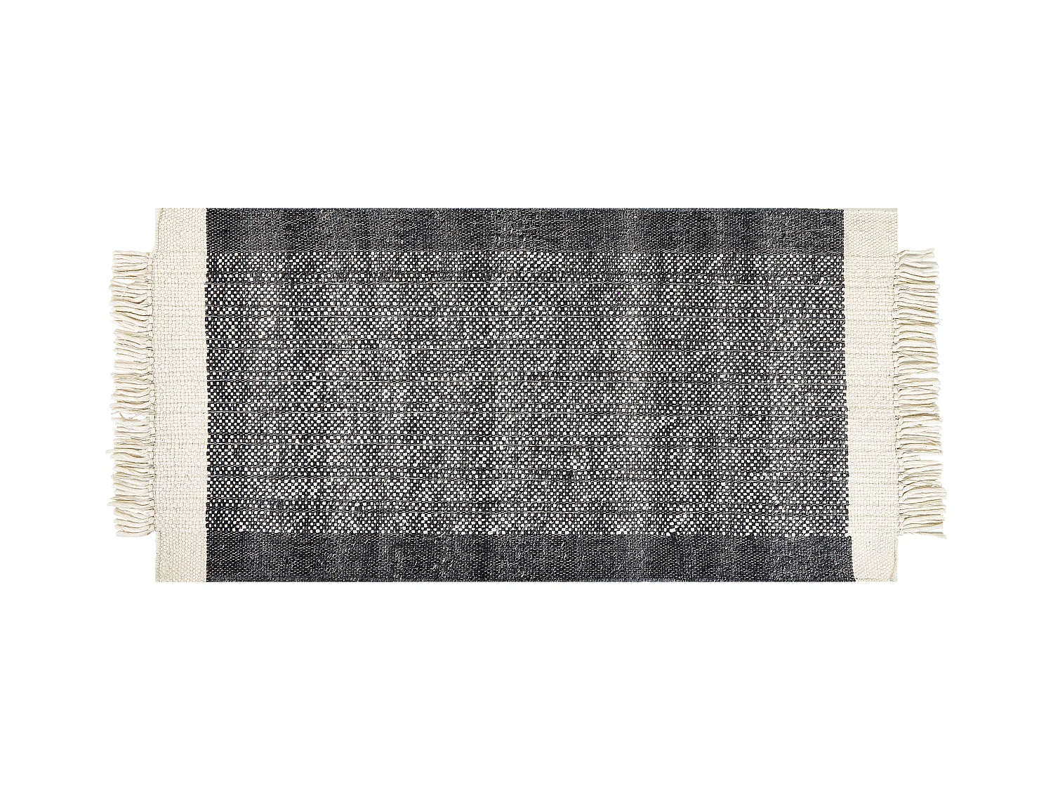 Teppich Wolle schwarz / cremeweiss 80 x 150 cm Streifenmuster Kurzflor ATLANTI