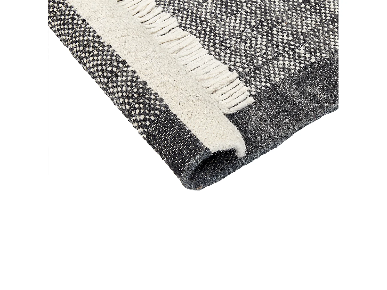 Tapis en laine blanc cassé et noir 80 x 150 cm ATLANTI