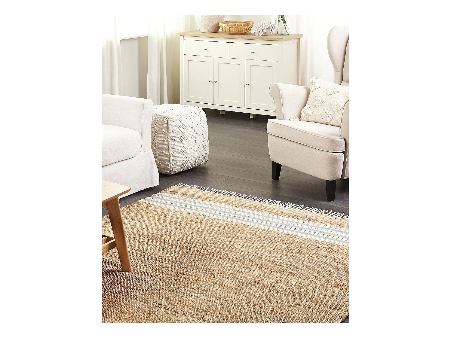 Dywan z juty 160 x 230 cm beżowo-niebieski MIRZA