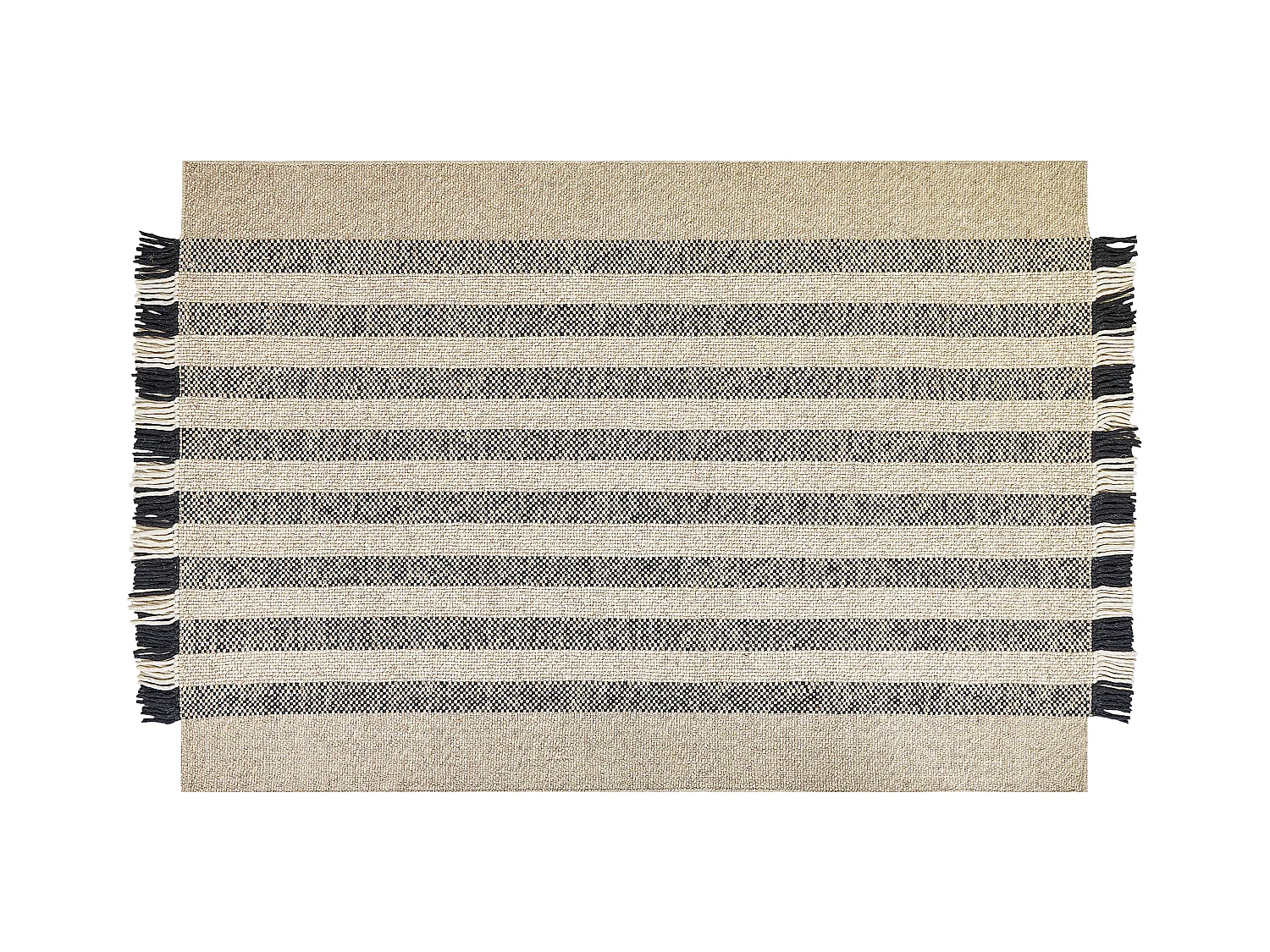 Teppich Wolle cremeweiss / schwarz 160 x 230 cm Streifenmuster Kurzflor TACETTIN
