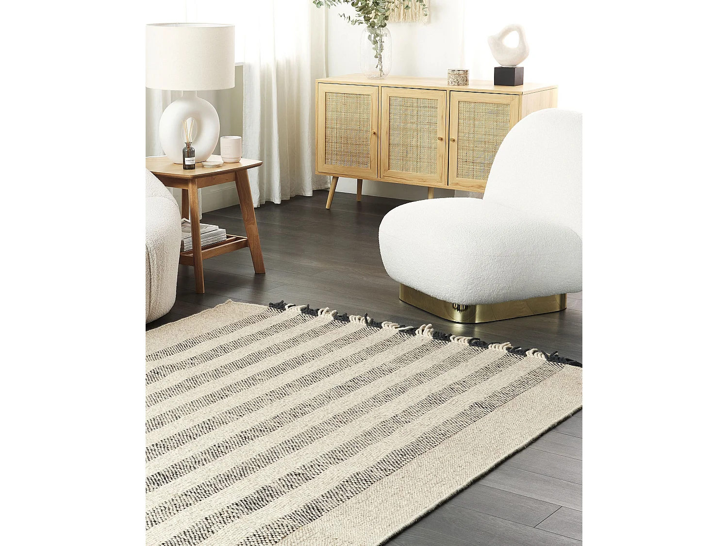 Vloerkleed wol off-white/zwart 160 x 230 cm TACETTIN