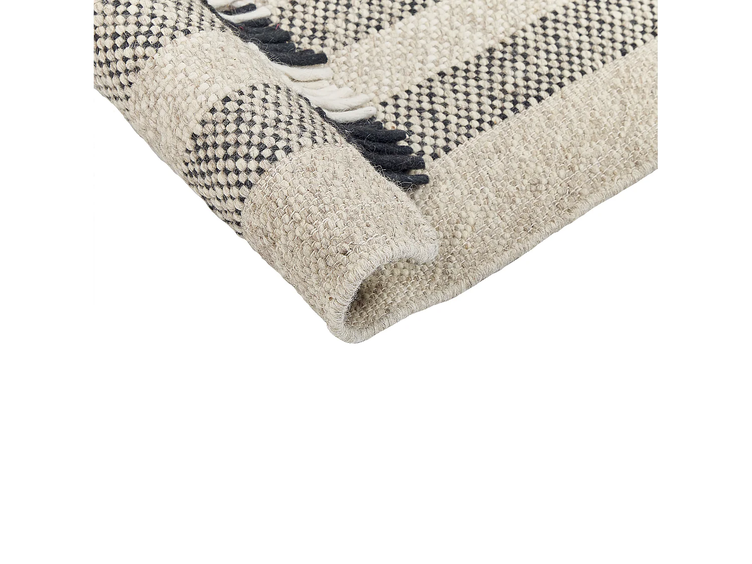 Tapete de lã branca e preta 160 x 230 cm TACETTIN