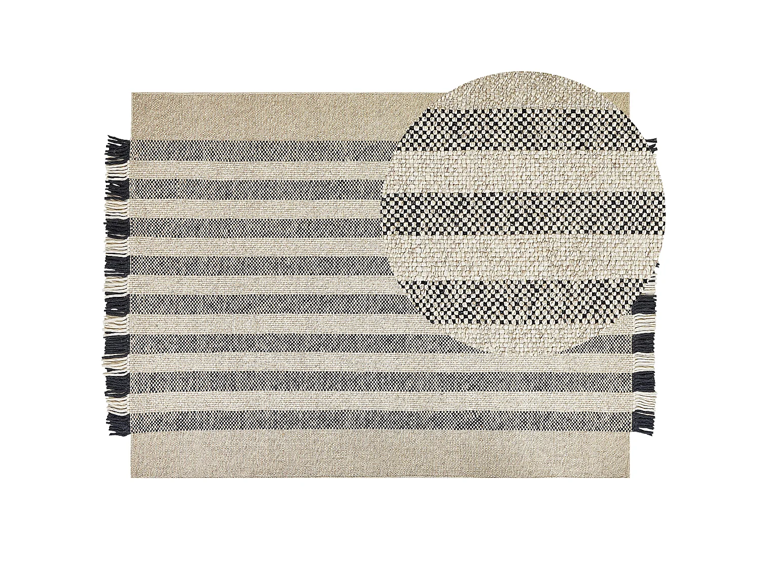 Tapis en laine blanc cassé et noir 160 x 230 cm TACETTIN