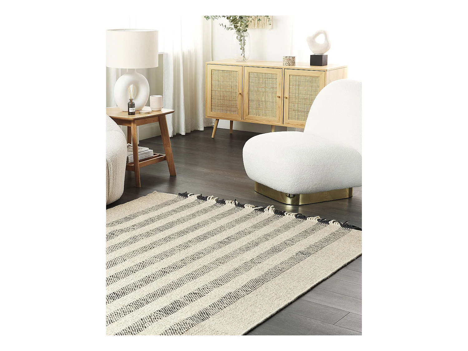 Vloerkleed wol off-white/zwart 140 x 200 cm TACETTIN