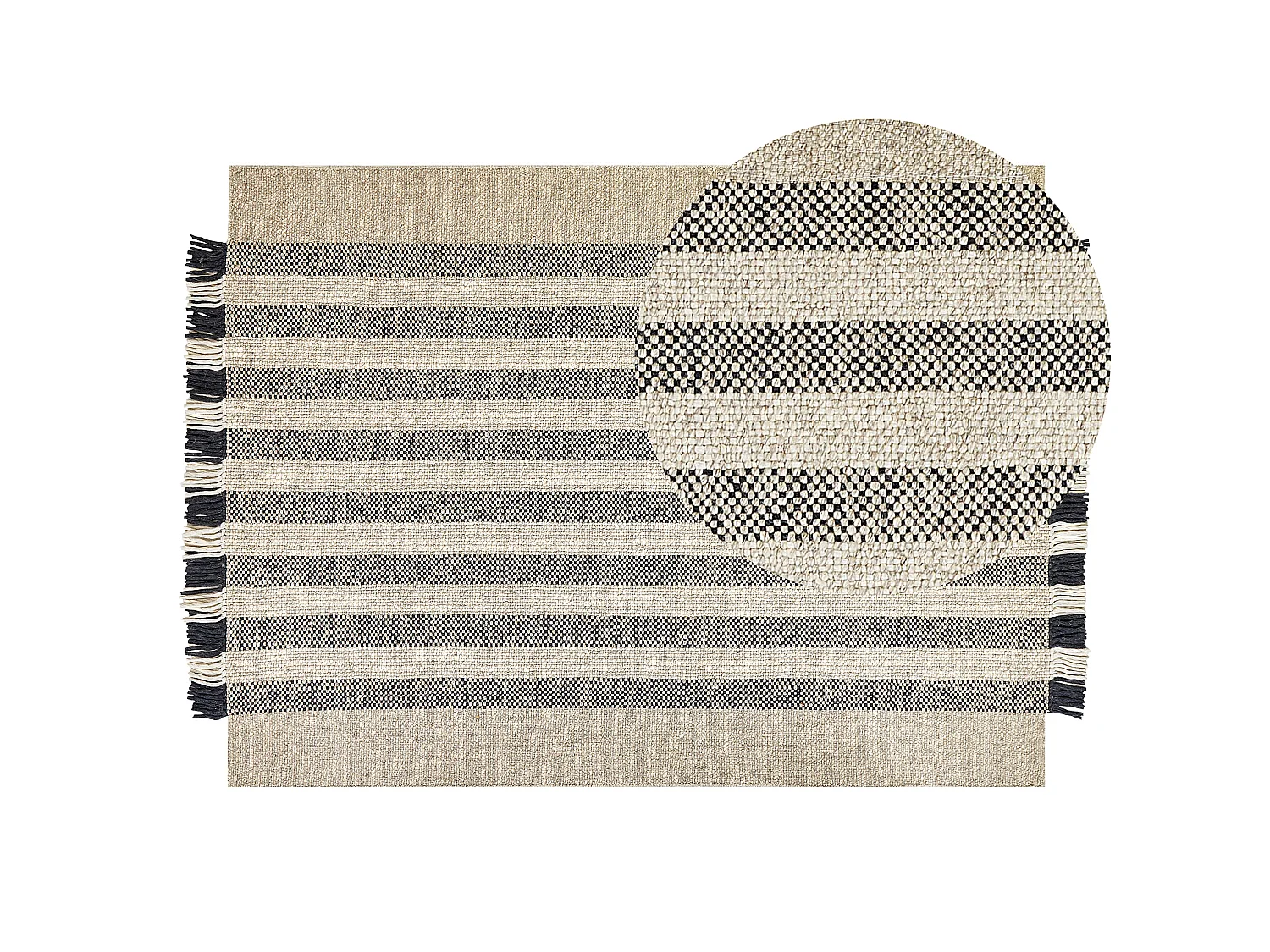 Vloerkleed wol off-white/zwart 140 x 200 cm TACETTIN