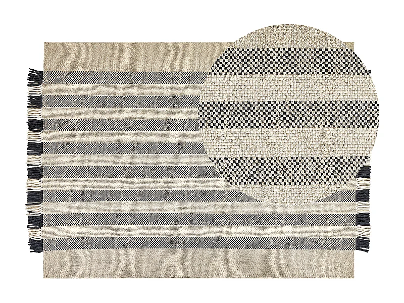 Alfombra de lana blanco crema/negro 140 x 200 cm TACETTIN