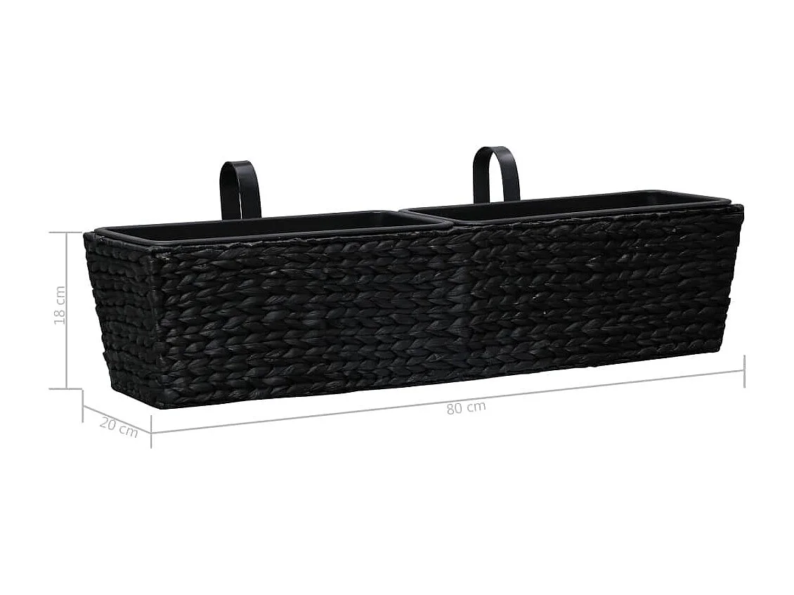 Lot de 2 jardinières noire 80 x 20 x 18 cm 02_0000885