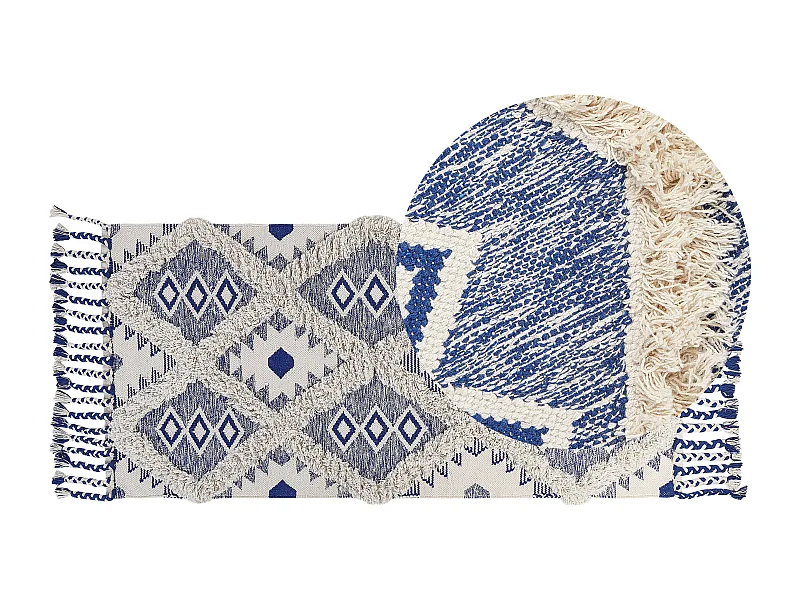 Tappeto cotone beige e blu 80 x 200 cm MANAVGAT