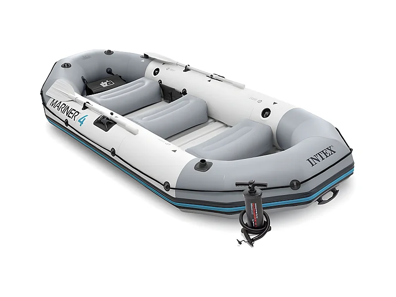 Kit bateau gonflable 4 places Mariner 4 avec rames et gonfleur - Intex