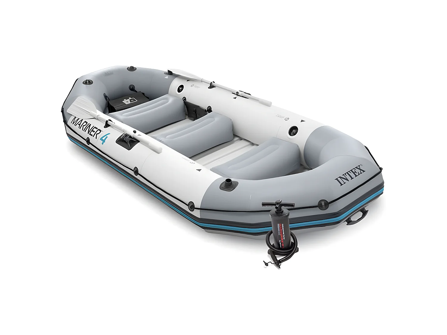 Kit bateau gonflable 4 places Mariner 4 avec rames et gonfleur - Intex