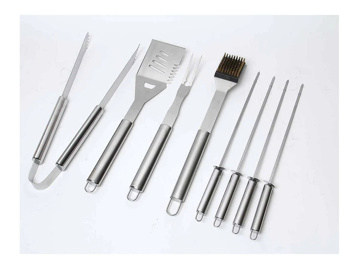 Koffer mit 8 Zubehörteilen aus Edelstahl für Grill und Plancha