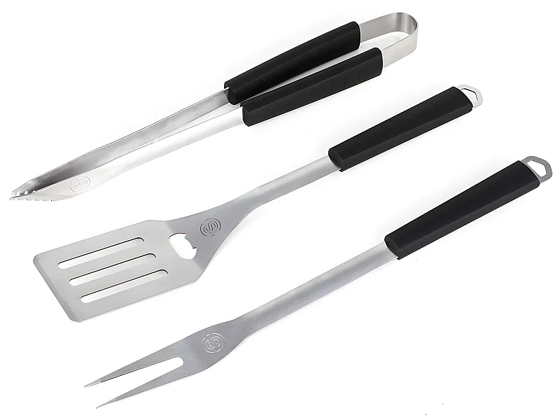 Set de 3 accessoires manches soft touch (Pince, Spatule et fourchette)