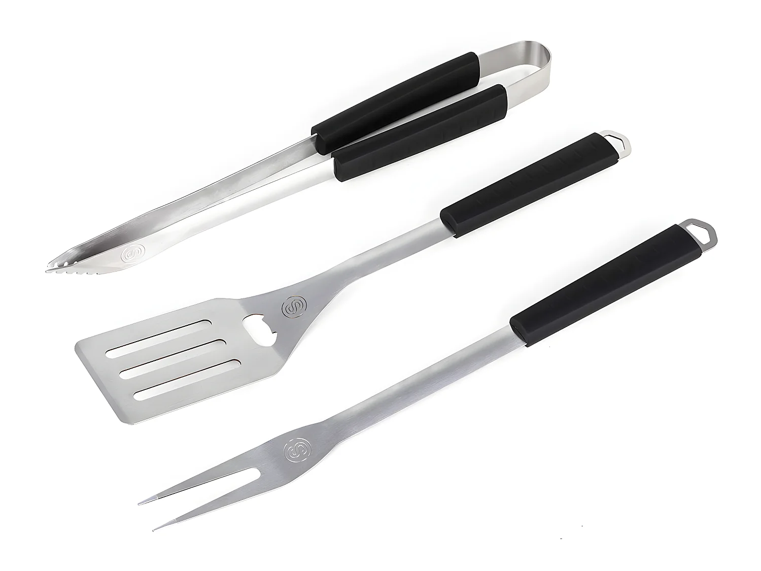 Set de 3 accessoires manches soft touch (Pince, Spatule et fourchette)