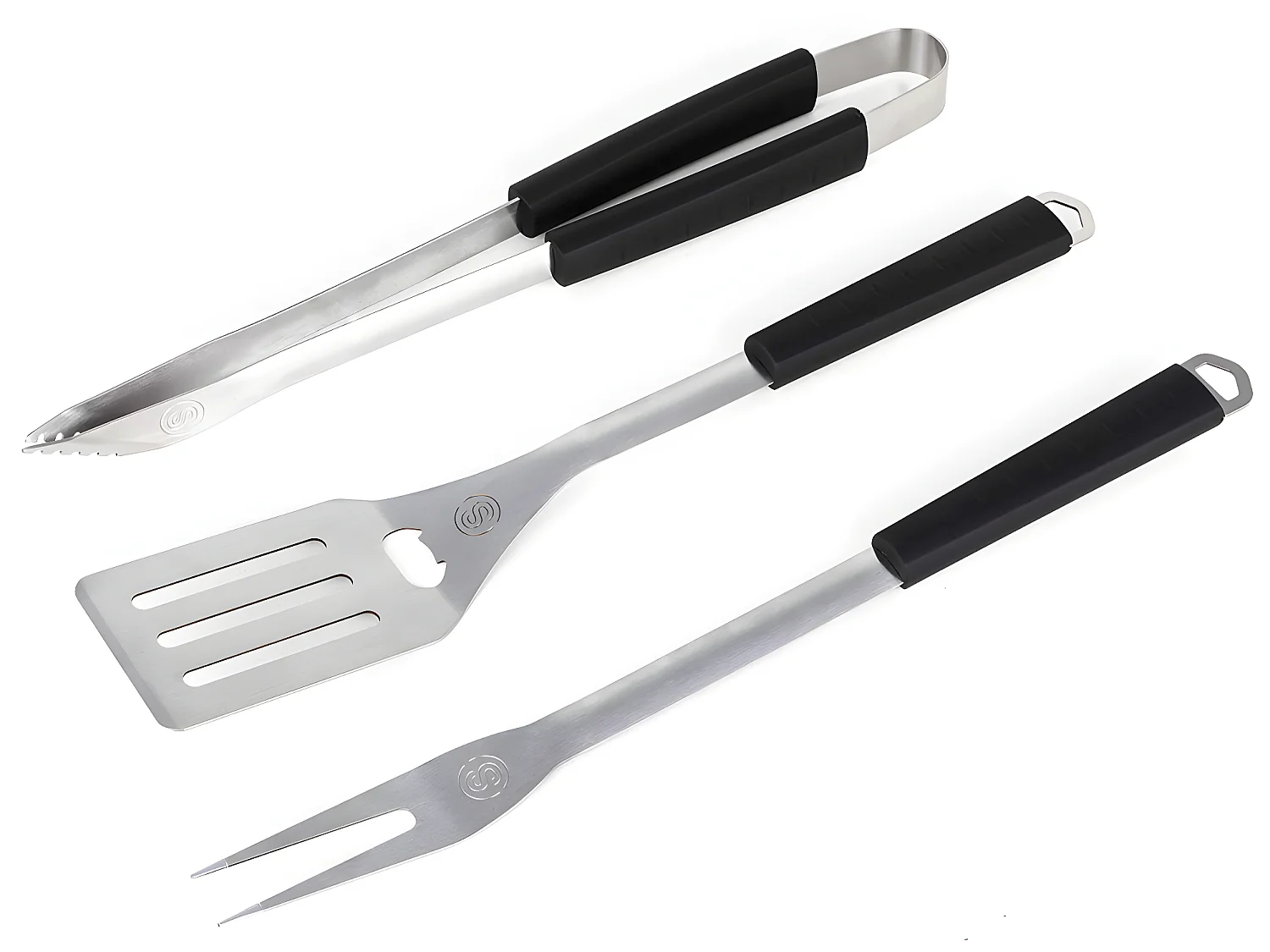Set de 3 accessoires manches soft touch (Pince, Spatule et fourchette)