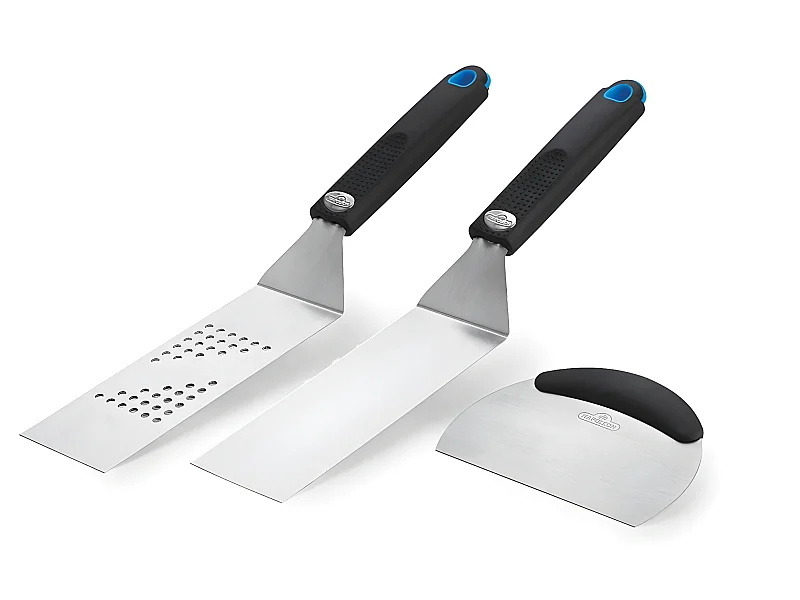 Set 3 ustensiles à plancha: 2 spatules flexibles & un coupe légumes Napoléon