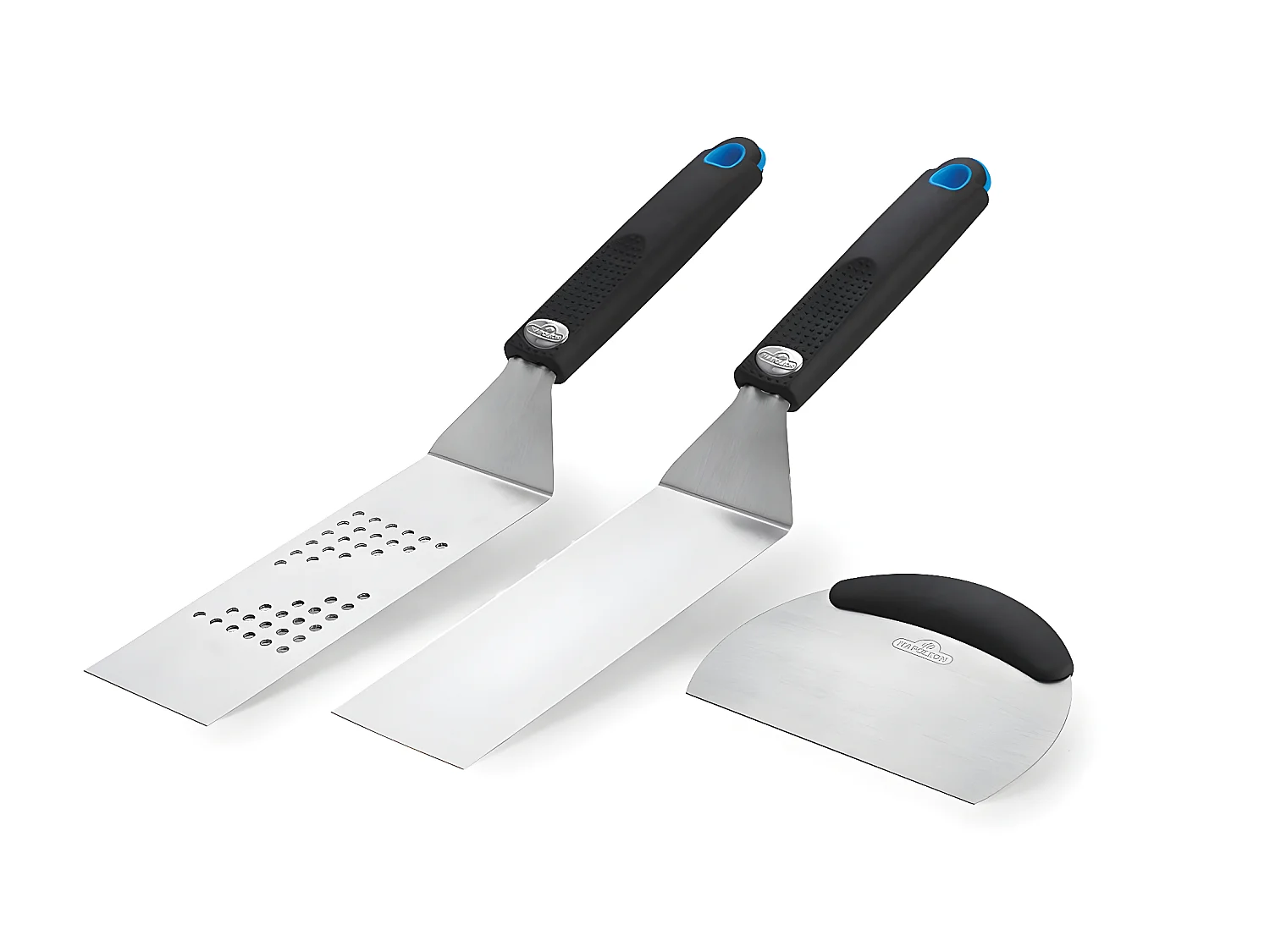 Set 3 ustensiles à plancha: 2 spatules flexibles & un coupe légumes Napoléon