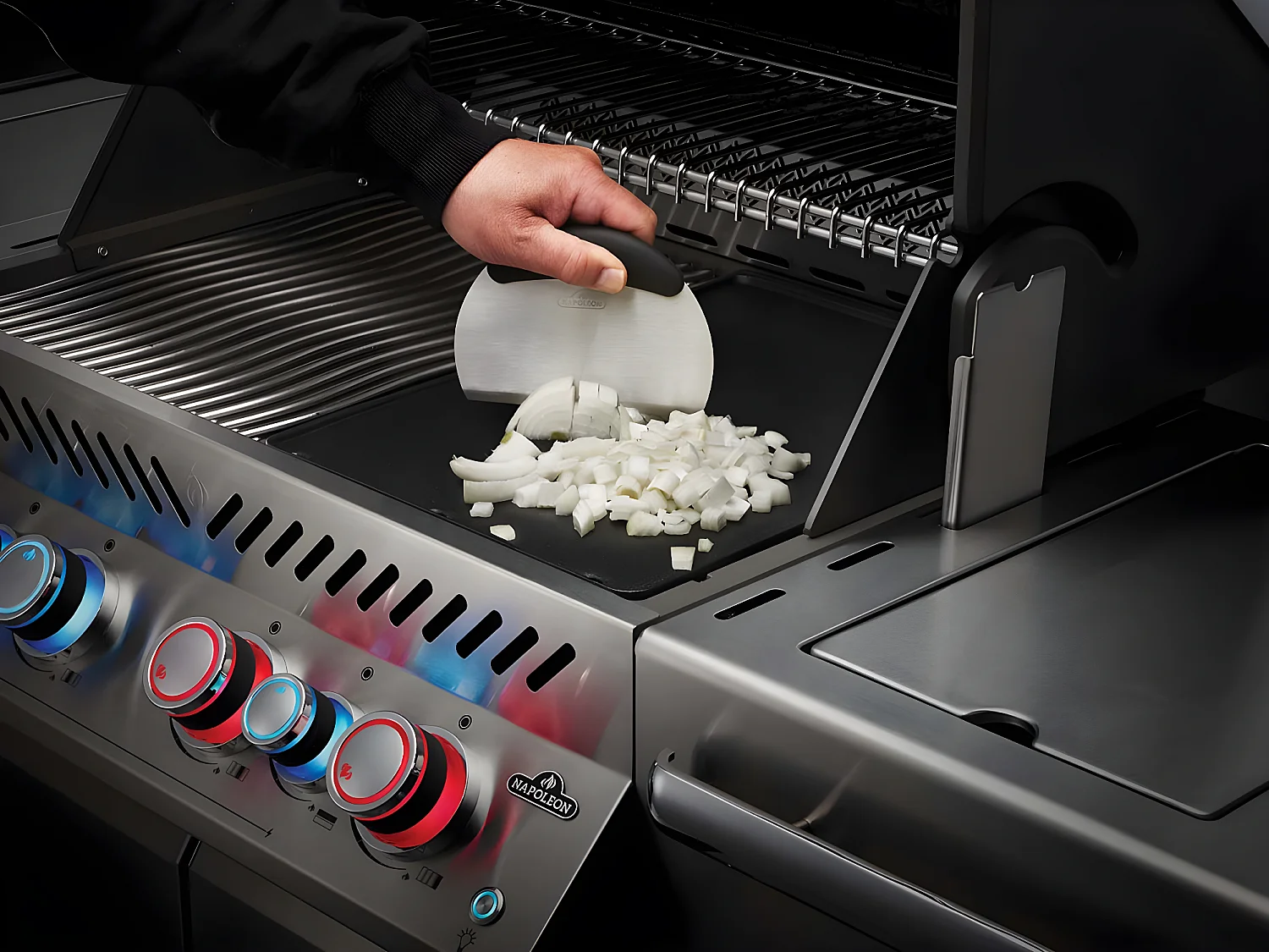 Set 3 ustensiles à plancha: 2 spatules flexibles & un coupe légumes Napoléon