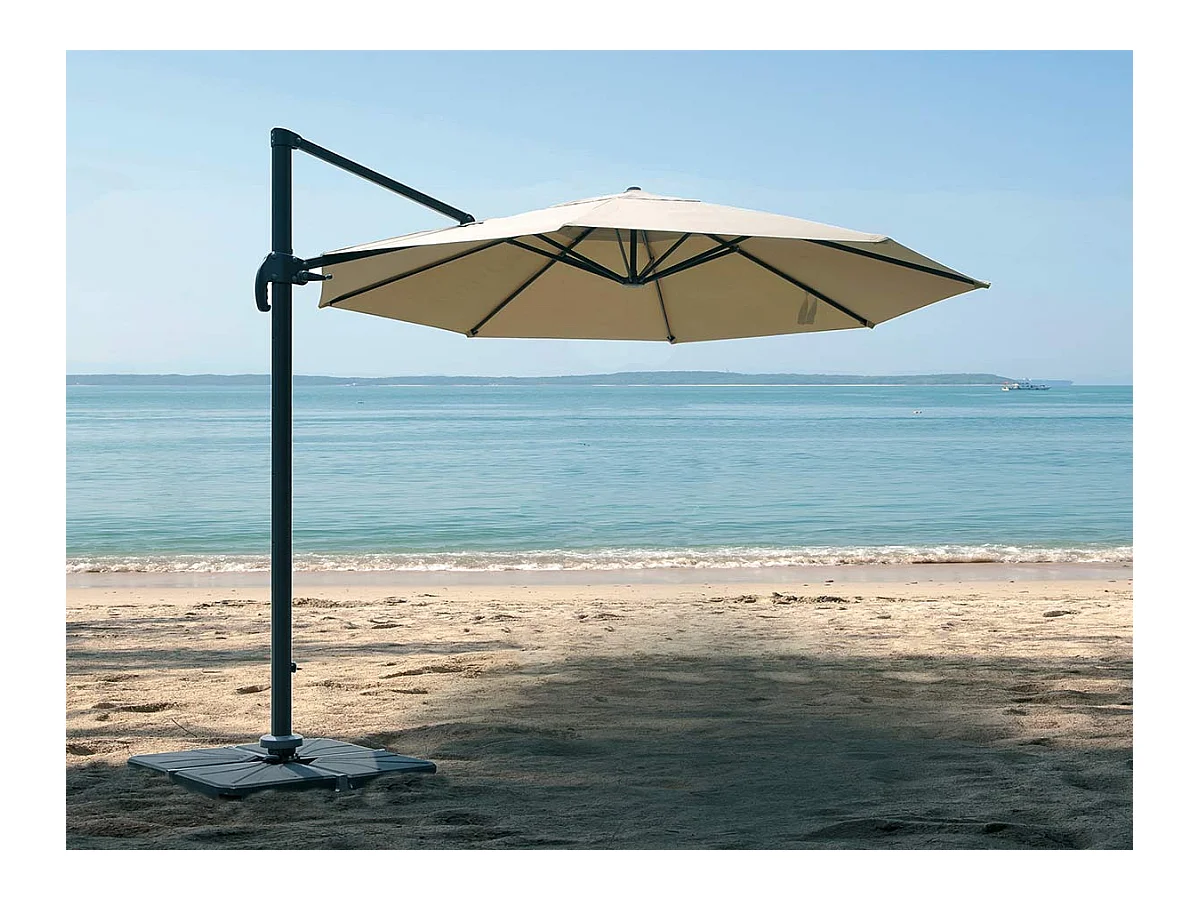 Parasol rond en aluminium et toile polyester avec pied en croix - Tobago Éco - Ø 3 x 2,66 m - Jardiline