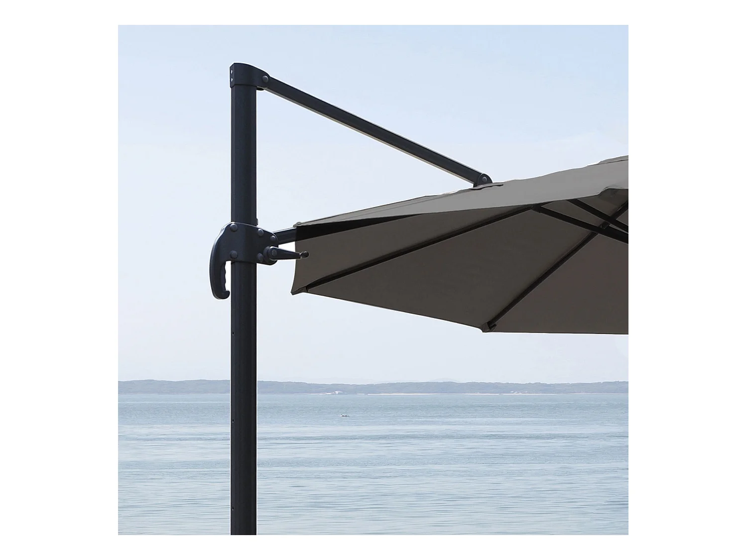 Parasol rond en aluminium et toile polyester avec pied en croix - Tobago Éco - Ø 3 x 2,66 m - Jardiline