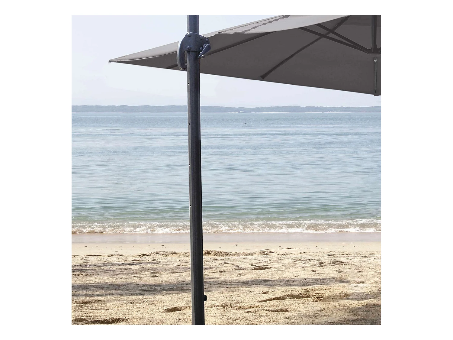 Parasol en aluminium carré coloris taupe avec pied en croix + housse incluse Trinidad - 3 x 3 x 2,66 m - Jardiline