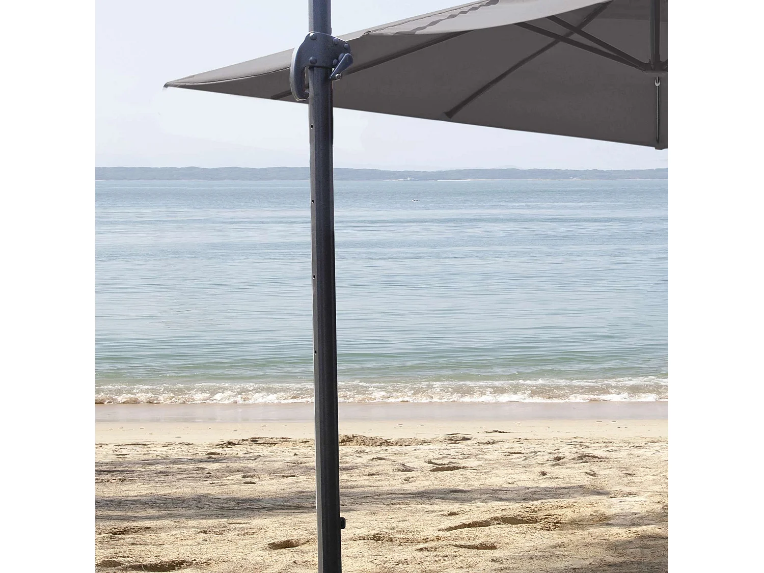 Parasol en aluminium carré coloris taupe avec pied en croix + housse incluse Trinidad - 3 x 3 x 2,66 m - Jardiline