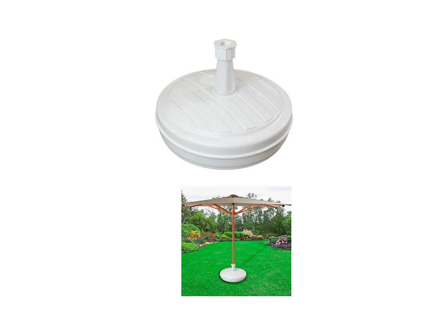 Base de sombrilla rellenable 13L para postes de Ø18-32 mm blanco Ø42 cm