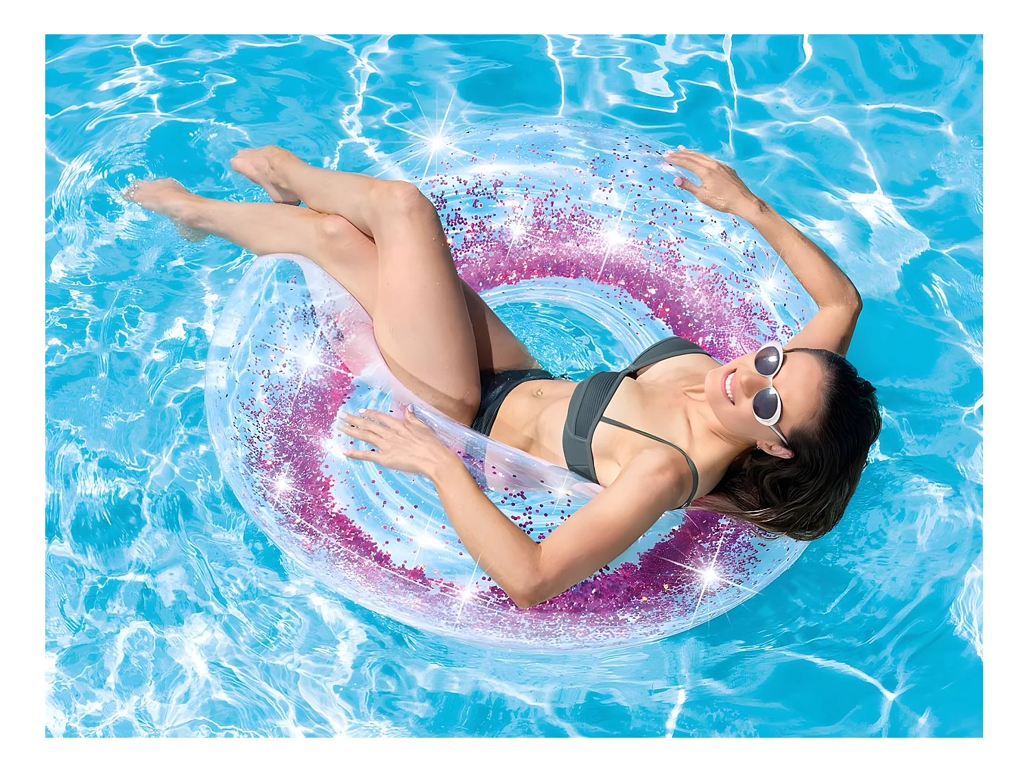 Bouée gonflable Paillettes Rose Ø 119 cm - Intex