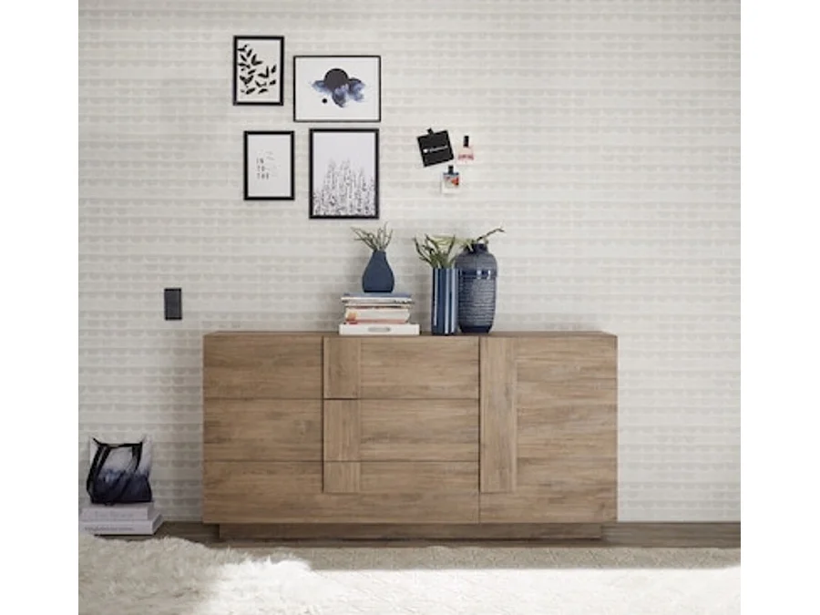 Buffet 1 porte et 3 tiroirs JUPITER bois mercure 182 cm