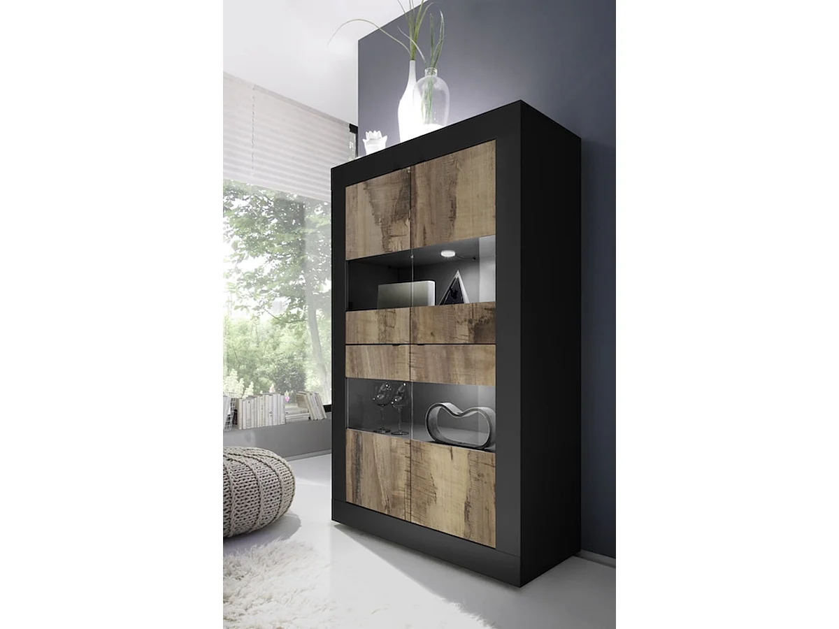 Vitrine BASIC noir mat-pero 102 x 162 x 43 cm