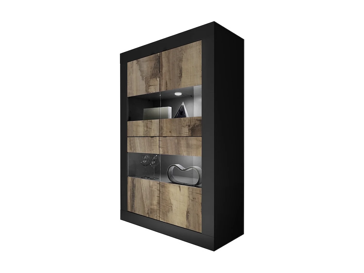 Vitrine BASIC noir mat-pero 102 x 162 x 43 cm