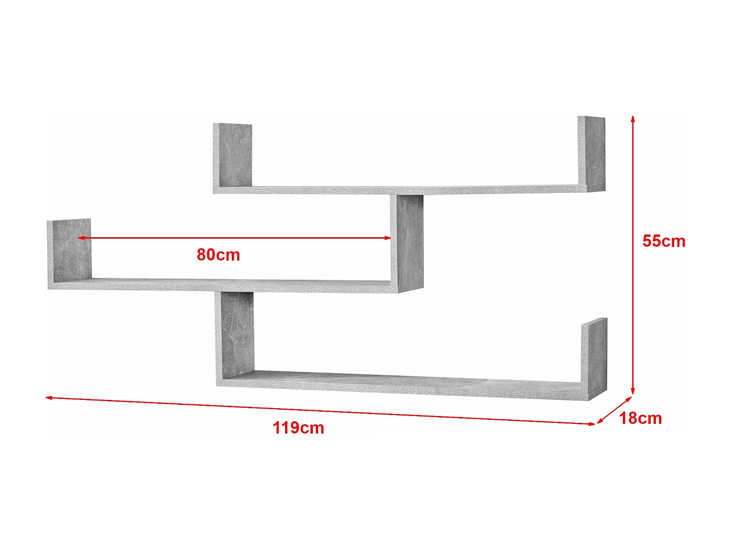 Étagère murale meuble mural grise 119 x 18 x 55 cm 03_0005203