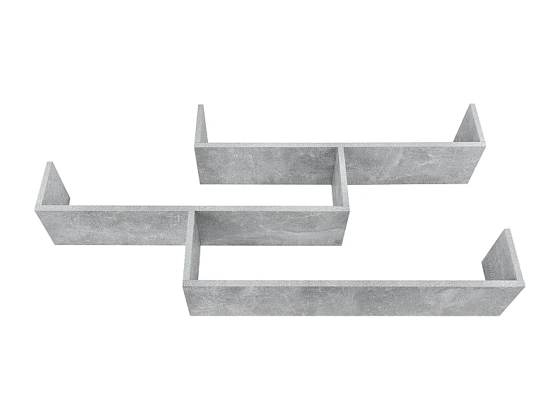 Prateleira de parede móvel de parede com 3 superfícies de armazenamento 119 cm efeito concreto cinza 03_0005203